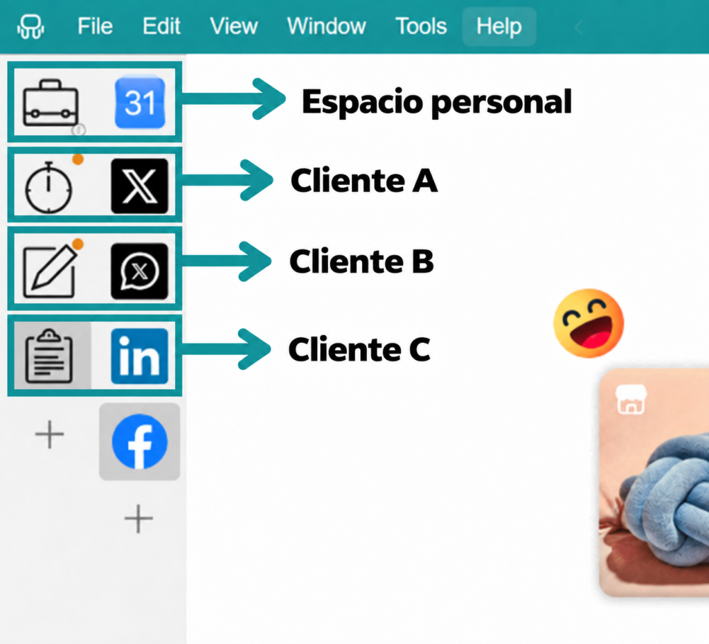 Workspaces de Rambox para gestionar varios clientes