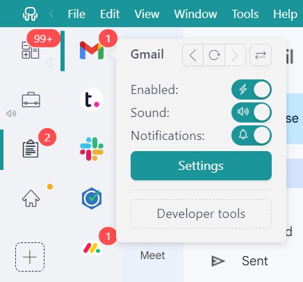notifications- gmail desktop app