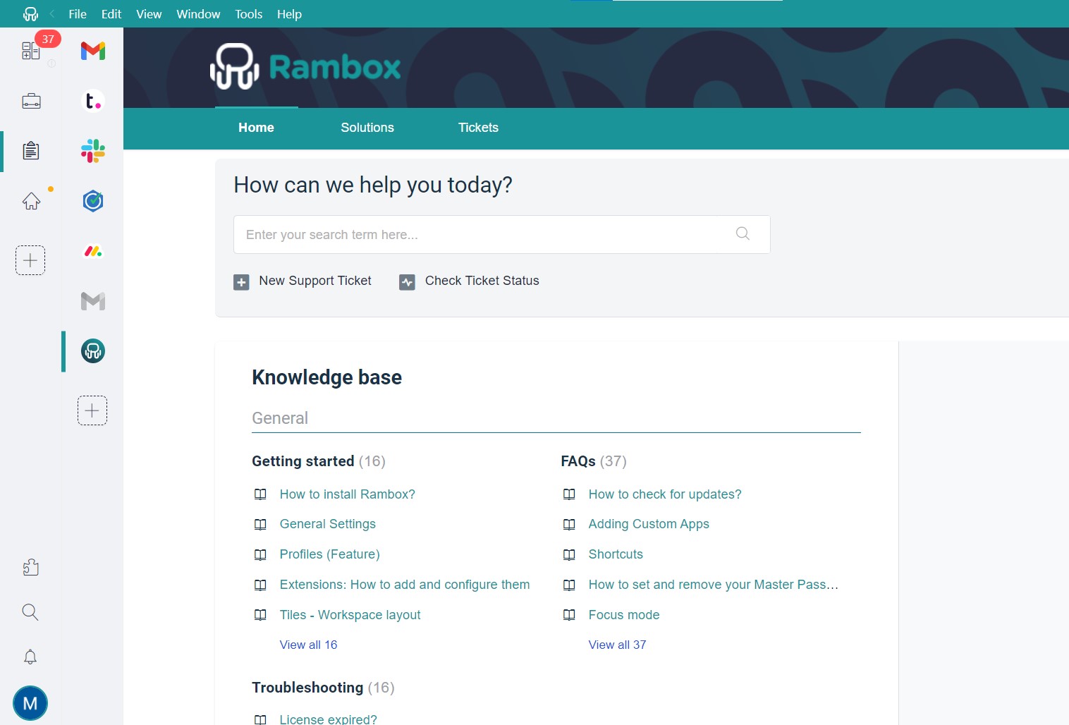 Rambox support