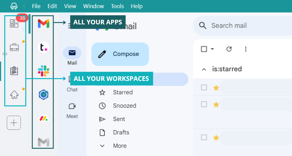 All apps, all workspaces Rambox