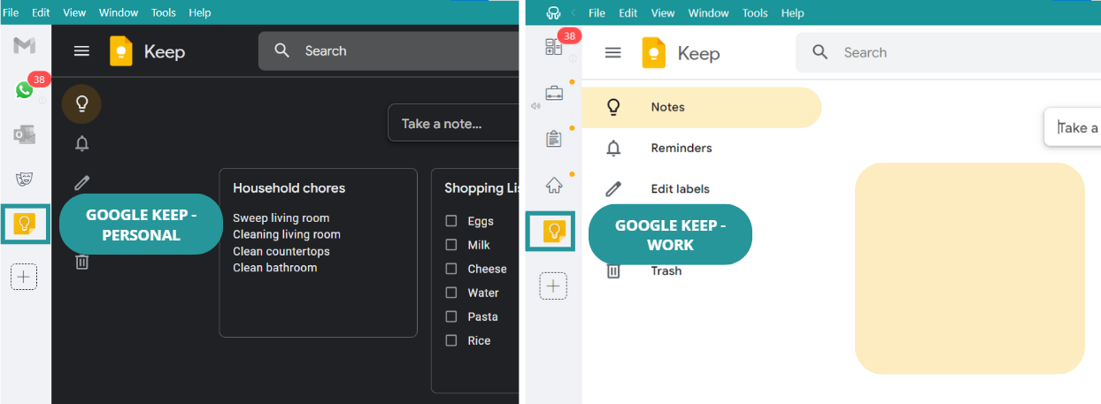 multiple google keep desktop apps