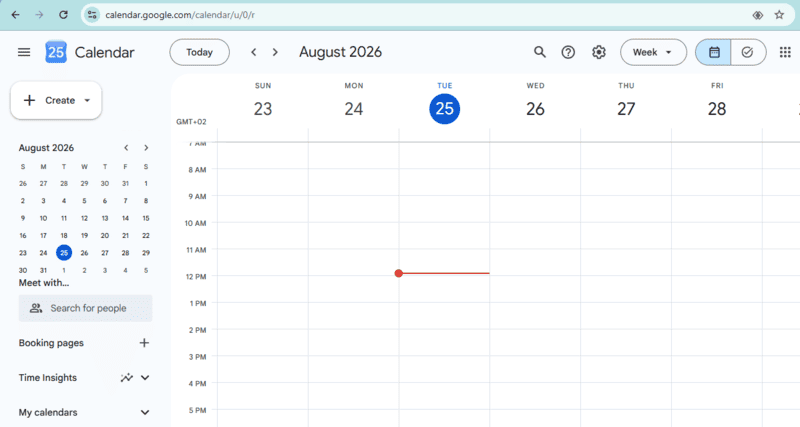 Google Calendar in Browser