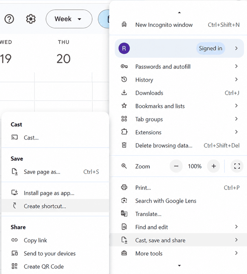Google Calendar Shortcut