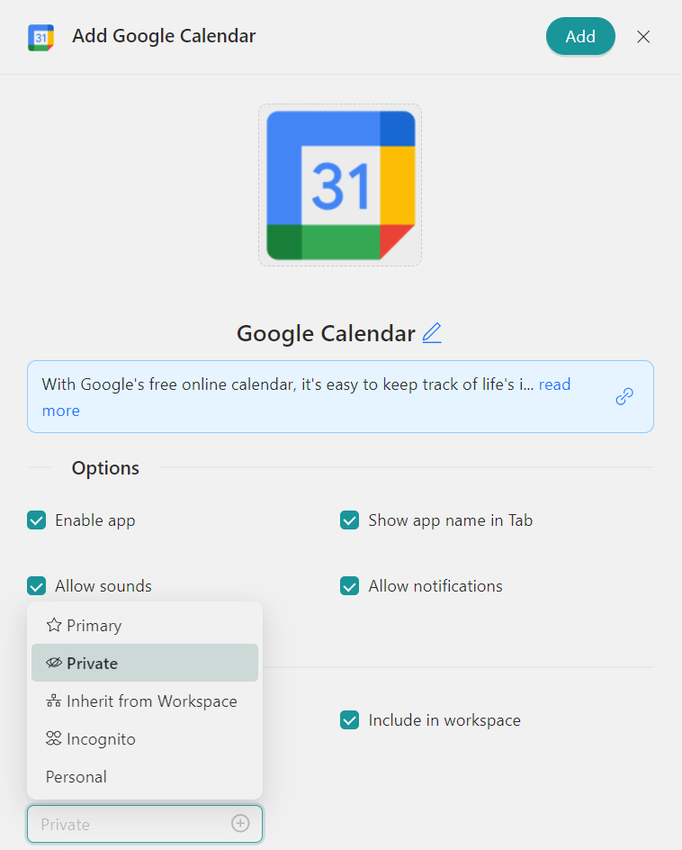 Profiles Google Calendar