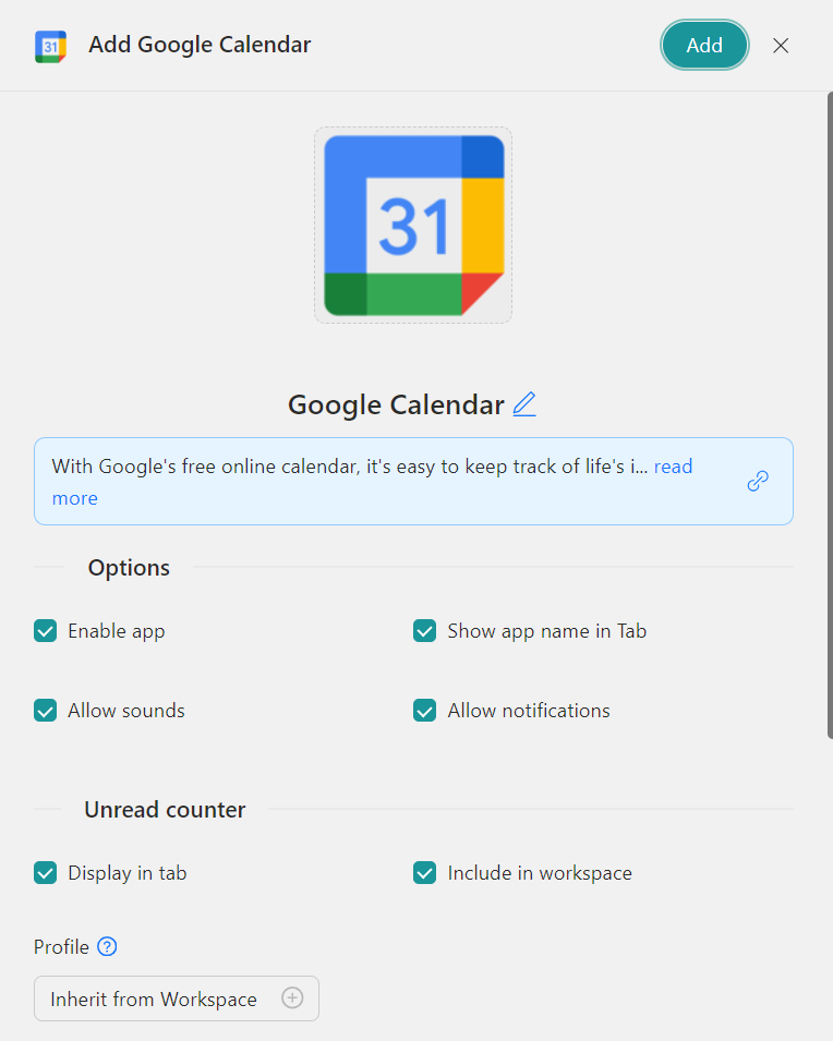 configure google calendar