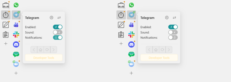 Rambox Notificaciones activadas desactivadas