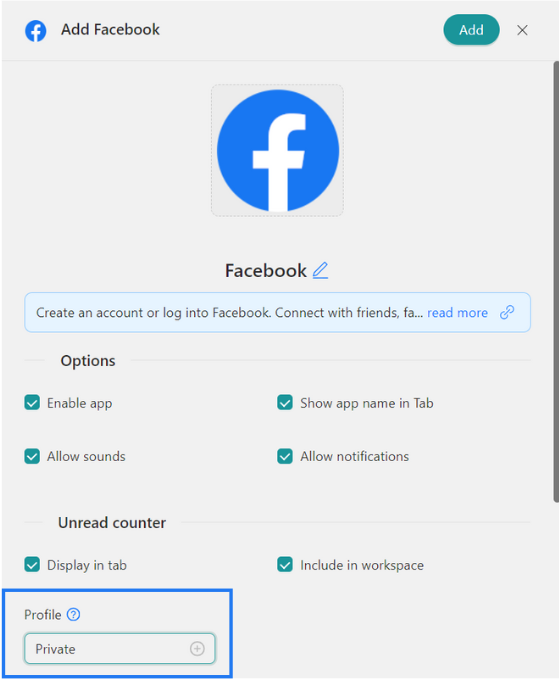 Profiles Facebook Rambox