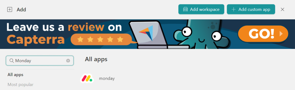 Add Monday on Rambox