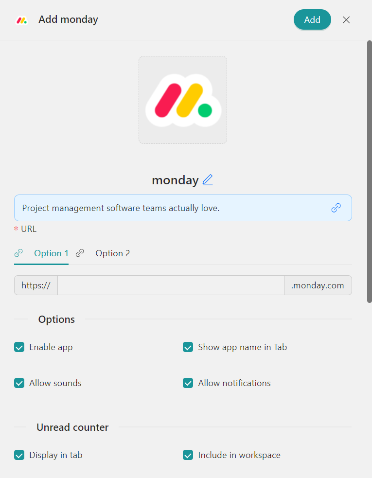 Configure Monday on Rambox