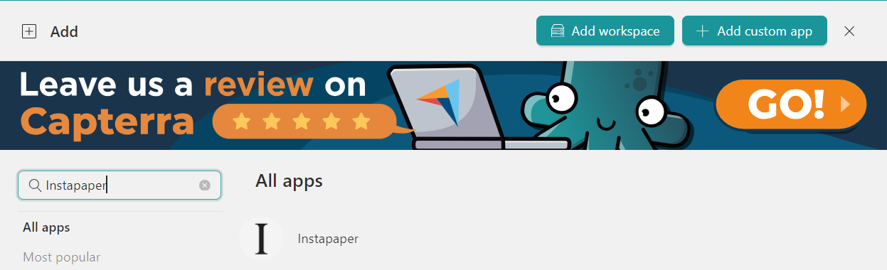 Add Instapaper to Rambox- Pocket alternatives