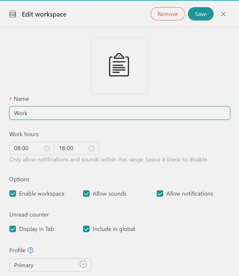 Add Workspace on Rambox