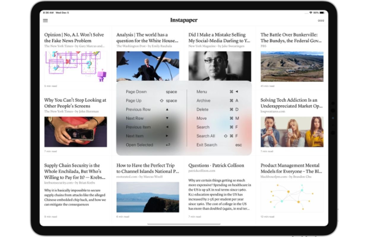 Instapaper interface