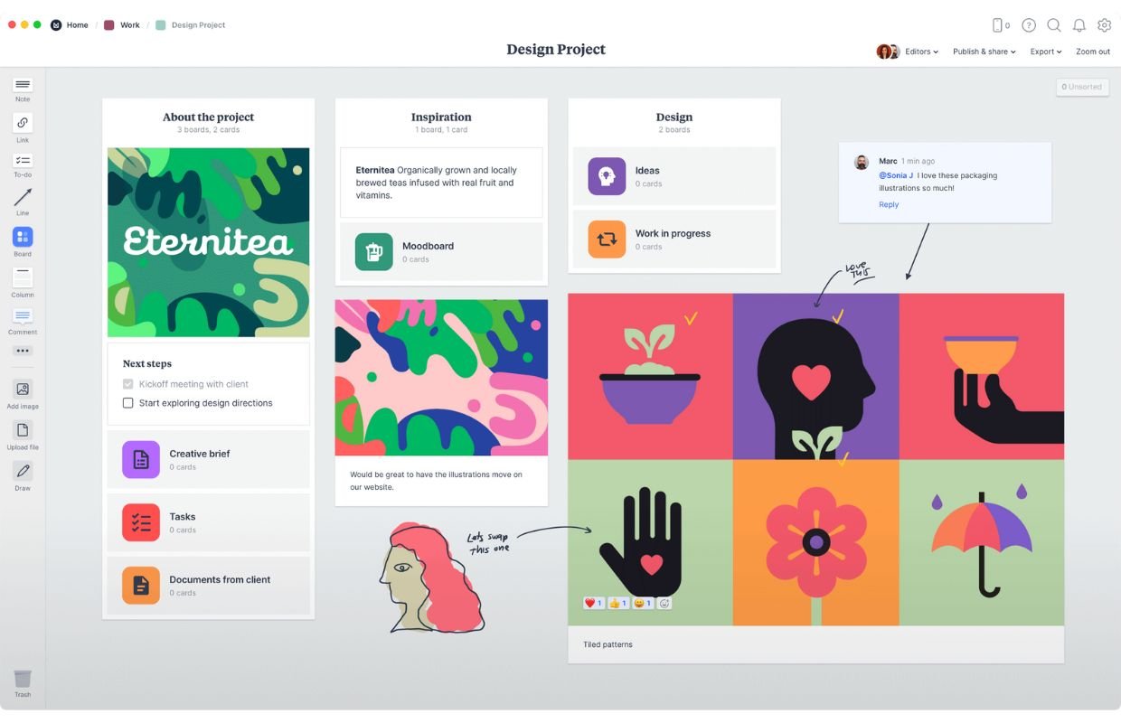 Milanote interface