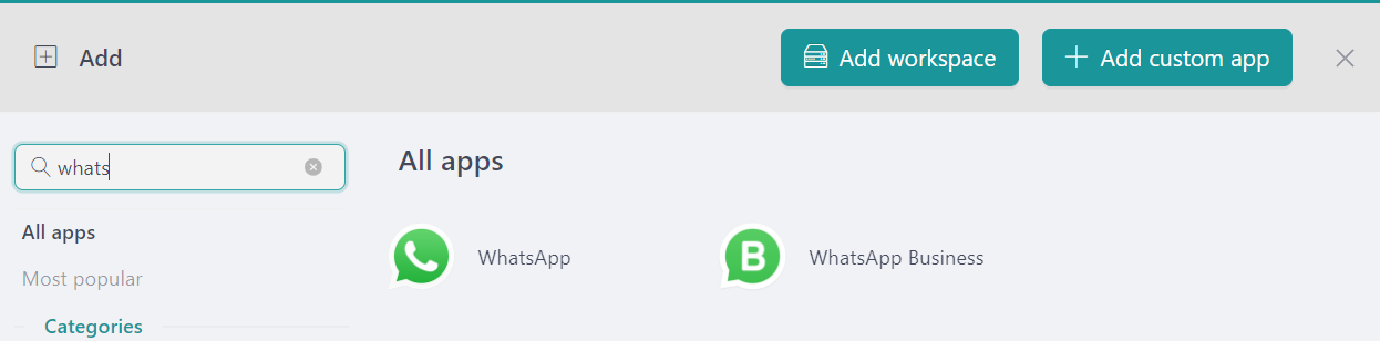 Add WhatsApp to Rambox