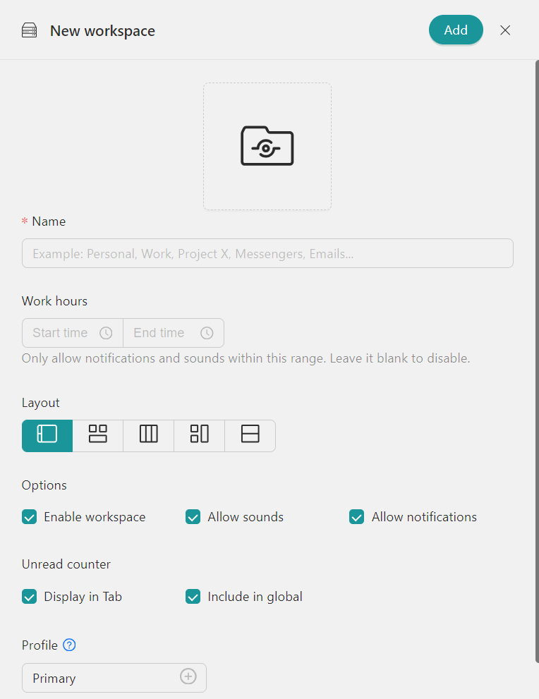 Customize workspace - New