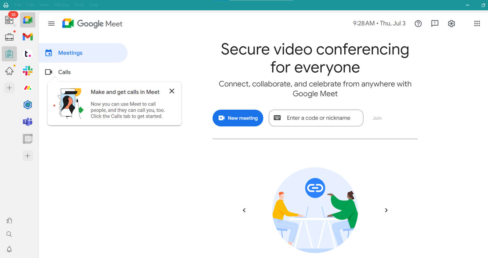 Google Meet as a desktop app on Rambox