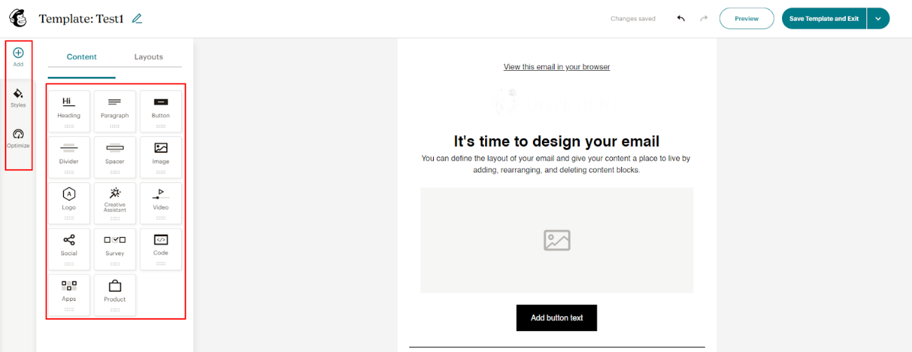 Mailchimp interface - Freelancer tools
