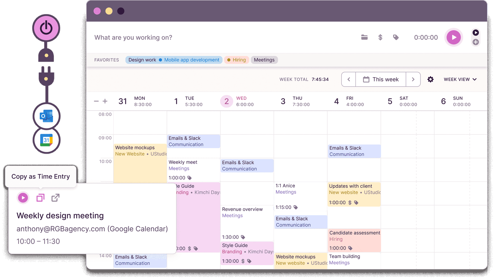 Toggl Track interface - Freelancer tools