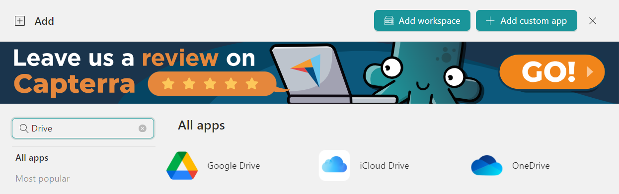 Add Google Drive desktop app to Rambox