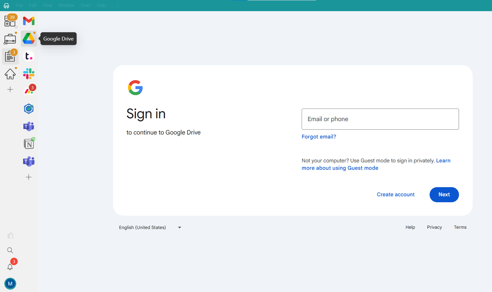 multiple google drive accounts on desktop - Rambox