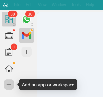 Add an app or workspace new