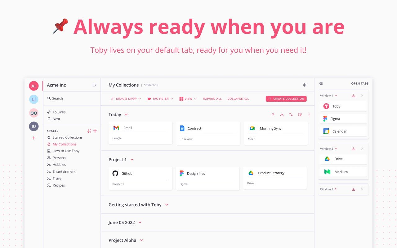 Toby for Chrome - tab manager for chrome