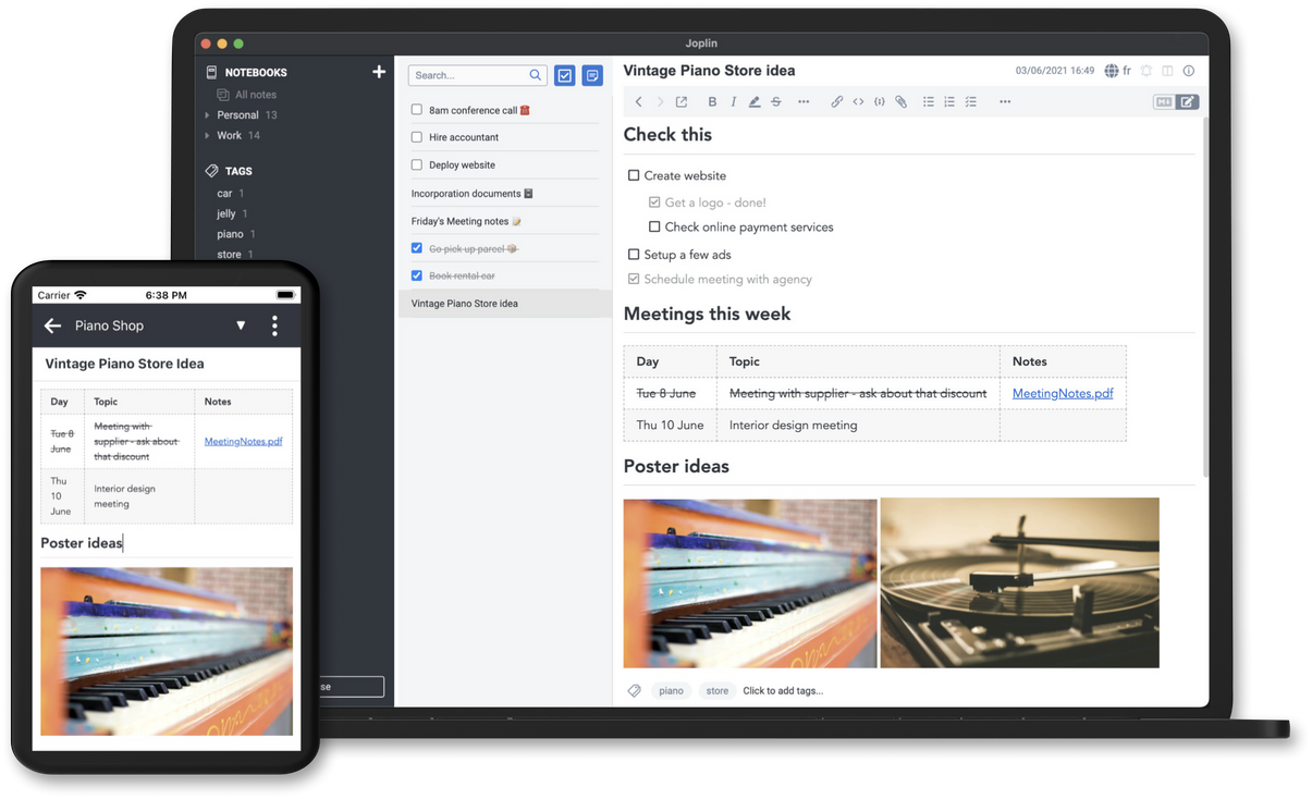 Joplin interface - Evernote alternatives