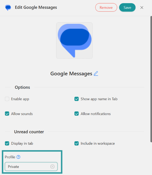 Profiles - Android Messages for PC
