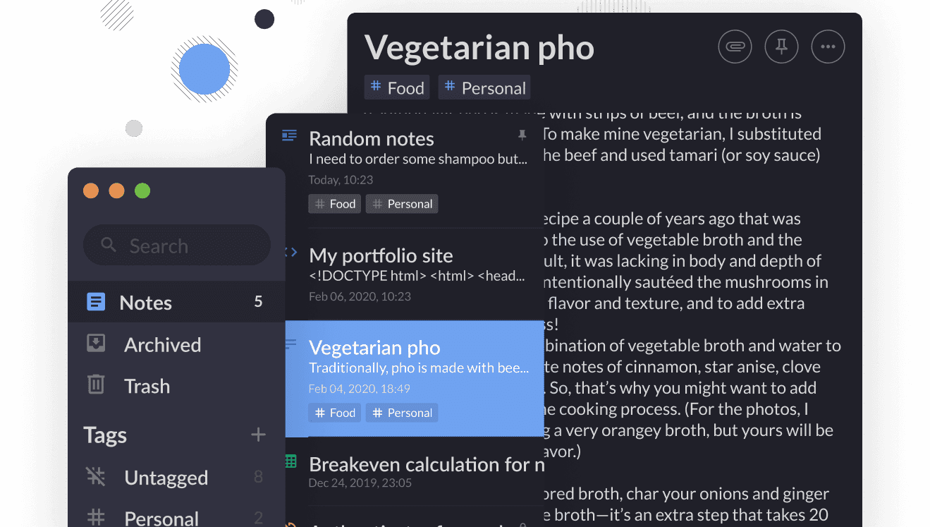 Standard Notes interface - Evernote alternatives