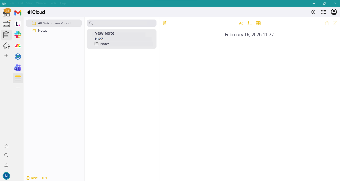 iCloud notes on windows - Rambox